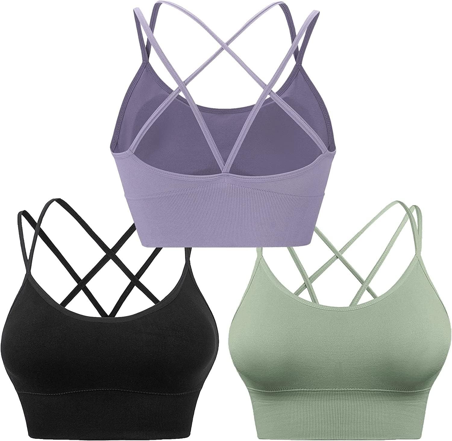 Sports Bras for Women Women Sports Bras Strappy Cross Back Padded Longline Workout Yoga Bra