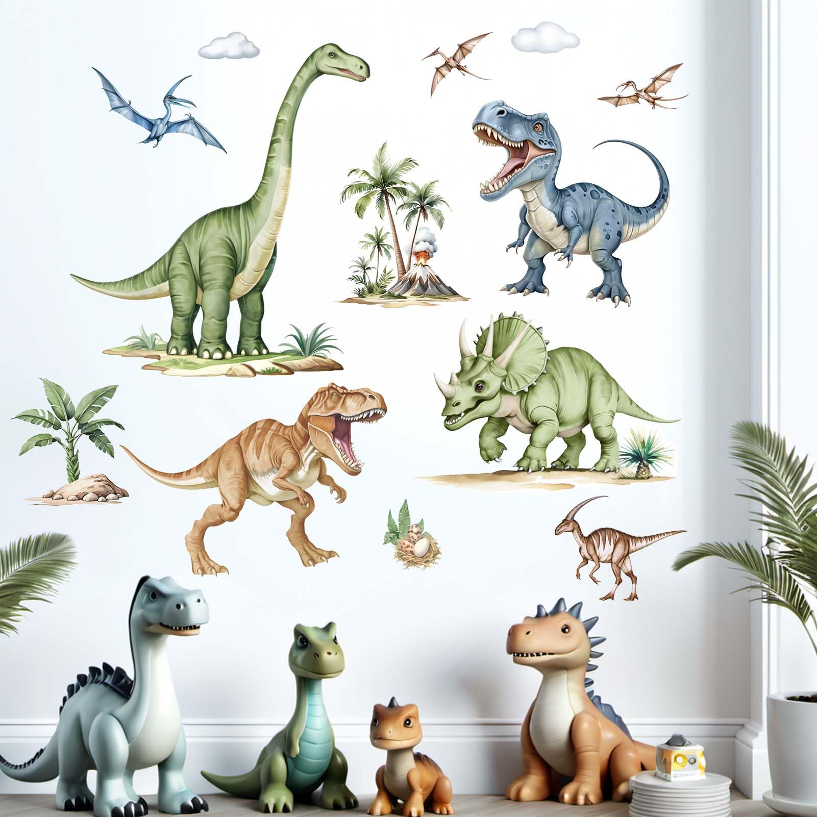 Dinosaur Wall Stickers for Kids Boys: Peel and Stick Dino Wall Decals - Wall Decor Art Kids Supplies Ages 1-12 Year - Image 3