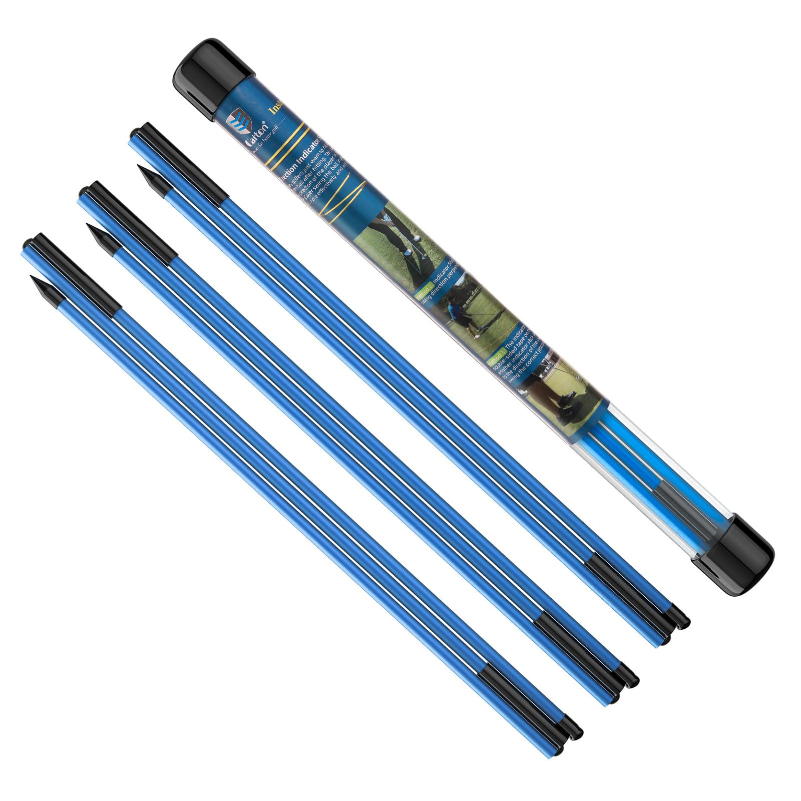 MoKo Golf Alignment Stick, 3 Set Golf Alignment Rods, 48" Collapsible Alignment Stick Golf Training Aid for Aiming, Putting, Posture Corrector, Golf Practice Sticks with Clear Tube Case, Blue