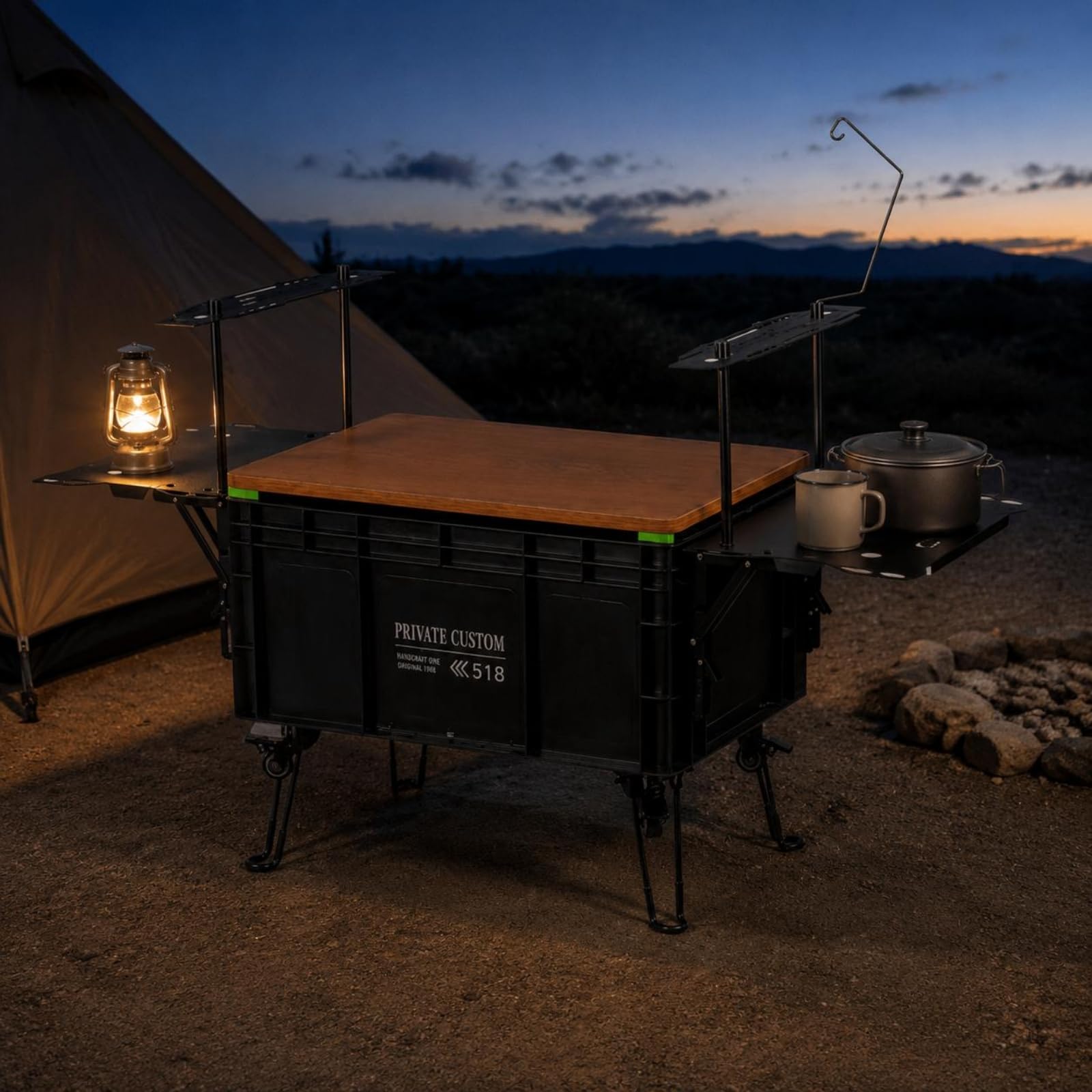 Contenitore da Campeggio con Accessori Portatile Contenitore Pieghevole da Viaggio Leggero Scatola Impilabile Multiuso per Campeggiatori, All'aperto, Giallo Zenzero