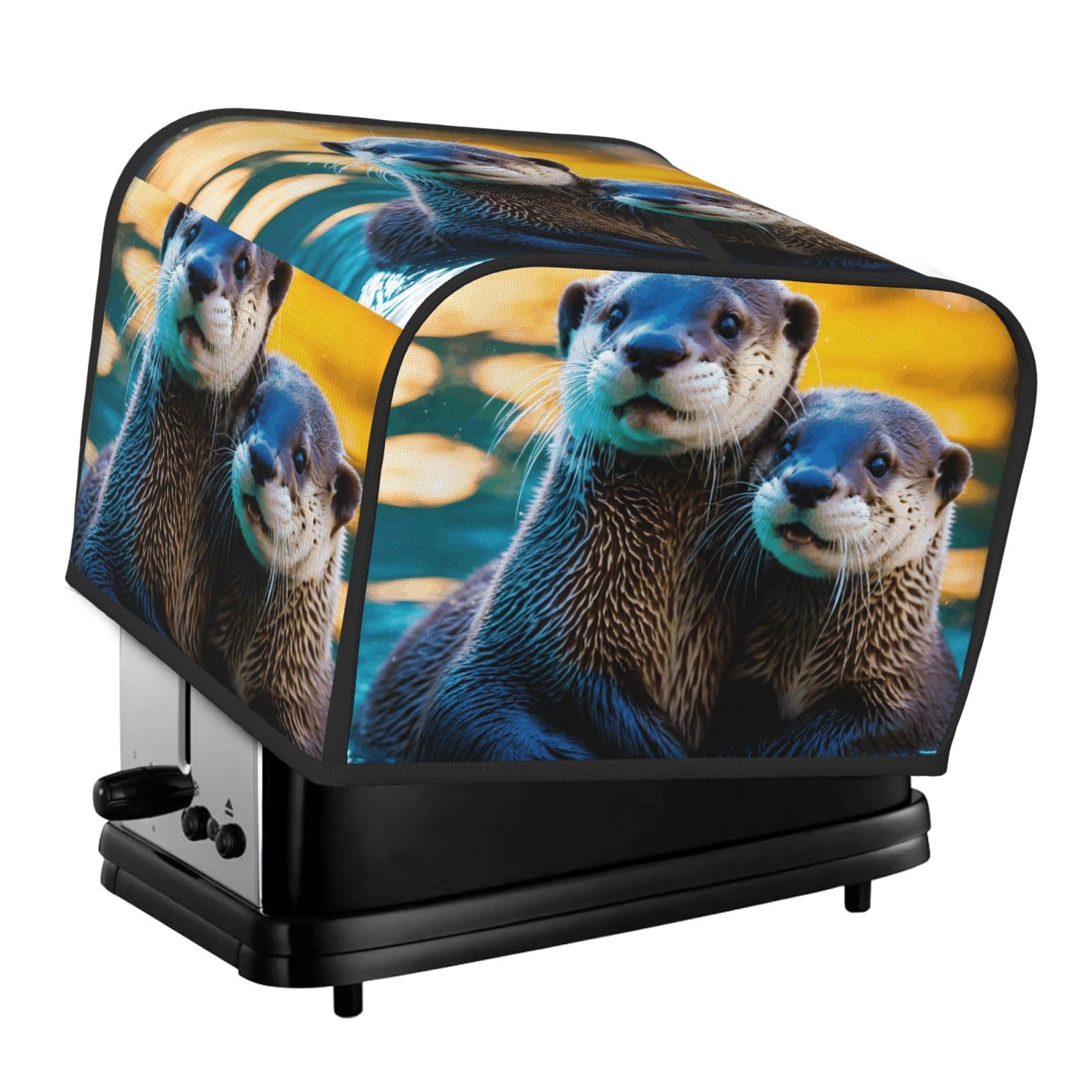 Animal Cute Brown Otters Print 4-Slice Toaster Cover Dustproof Waterproof Kitchen Appliance Protector For Bread
