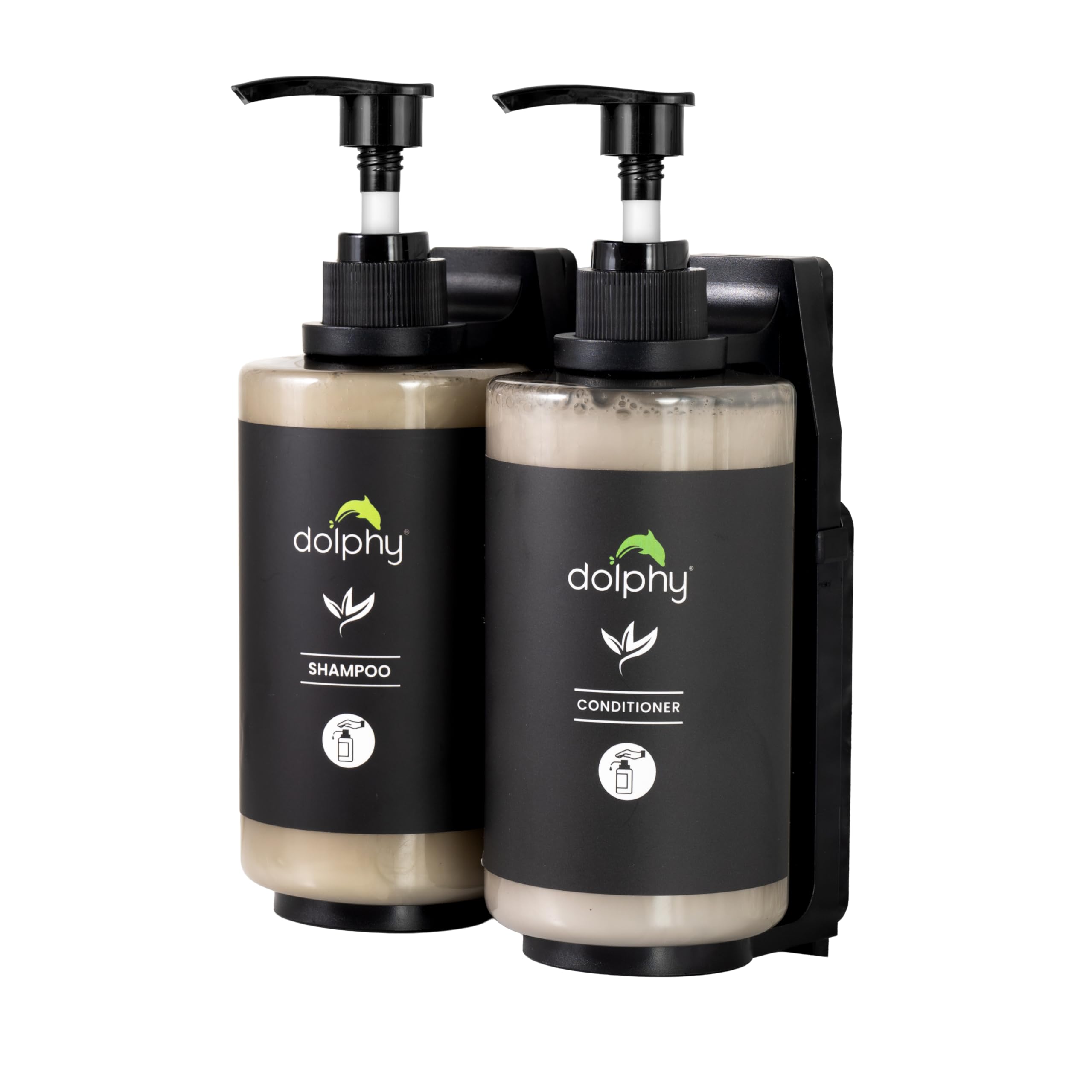Dolphy Wall Mount & Table Top Liquid Soap Dispenser | for Hand Wash,Shampoo, Conditioner & Shower Gel for Bathroom/Basin/Kitchen Sink - 300 ml (Set of 2)
