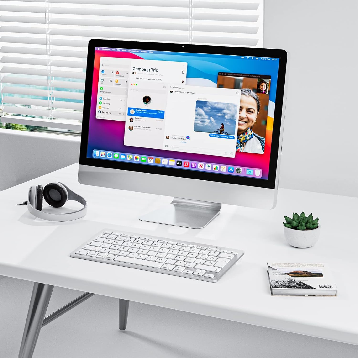 OMOTON Tastiera Bluetooth per Mac, 2 batterie AAA, QWERTY spagnolo, argento | Tastiera wireless compatta per Apple Mac Mini/MacBook Pro/Air/iMac/iMac Pro, ufficio, lavoro, studio