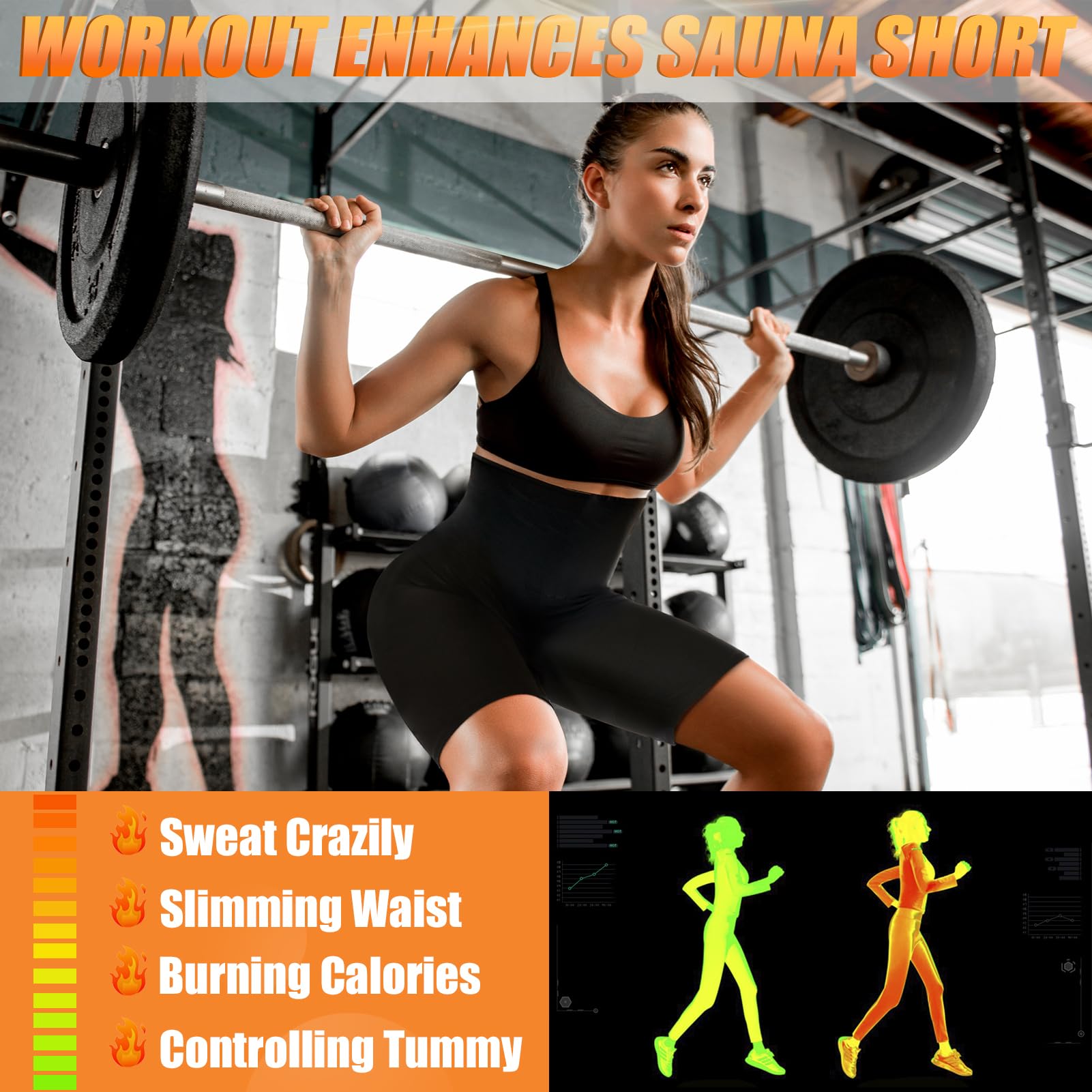 Kiiwah Damskie spodnie do sauny, spodnie do sauny, spodnie do sauny, szorty do sauny, spodnie sportowe, wysoka talia, spodnie do joggingu, na siłownię, jogę, fitness