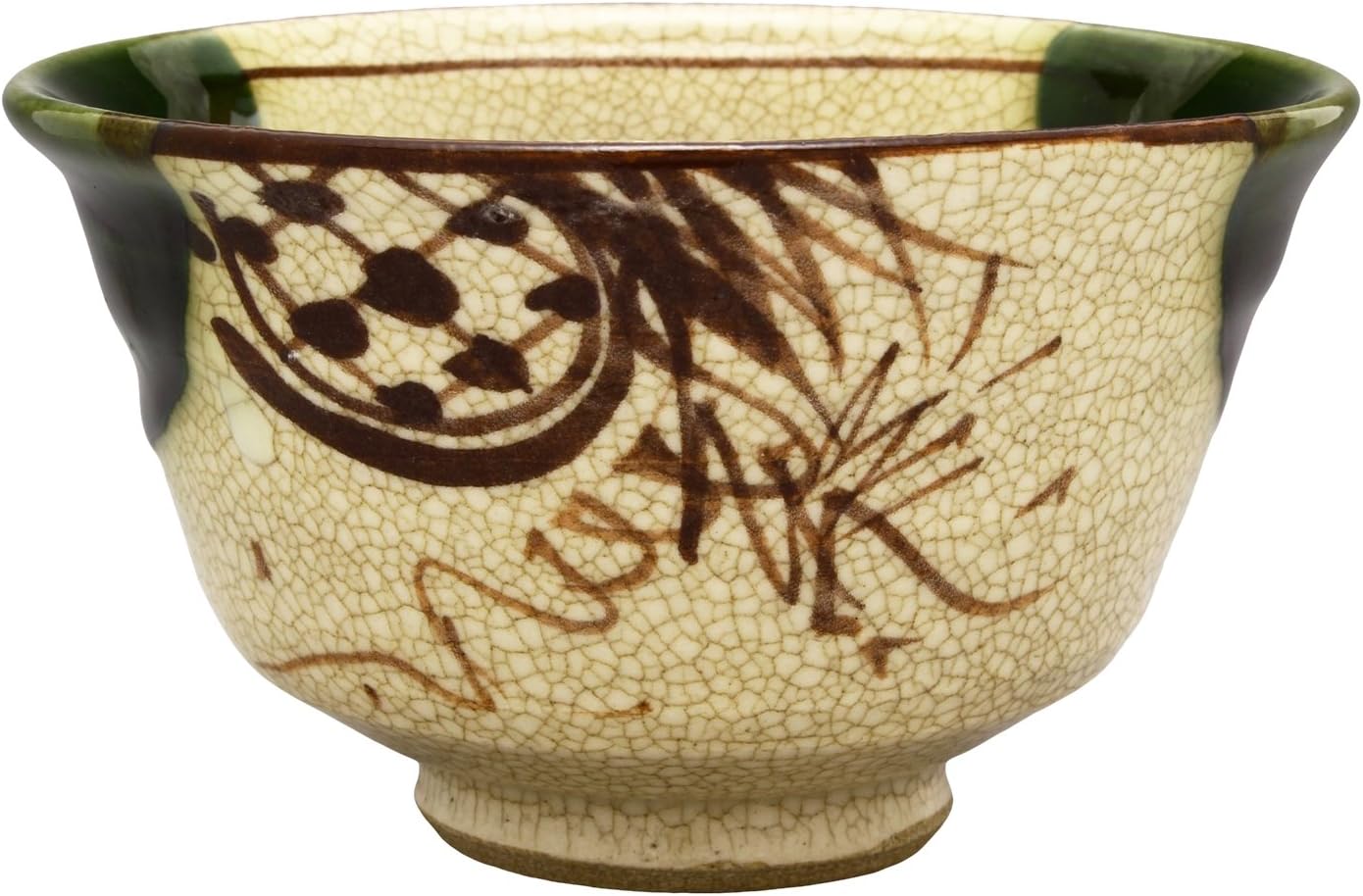 Seto Ware 007-0017 Rokubei Kato Tea Cup Large Oribe Window Crane Made in Japan