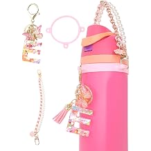 TOVICE Letter Accessories for Owala Water Bottle 24-40oz, 3PC Cute Initial Keychain & Water Bottle Handle Strap with a Thick Elastic Silicone Ring Holder