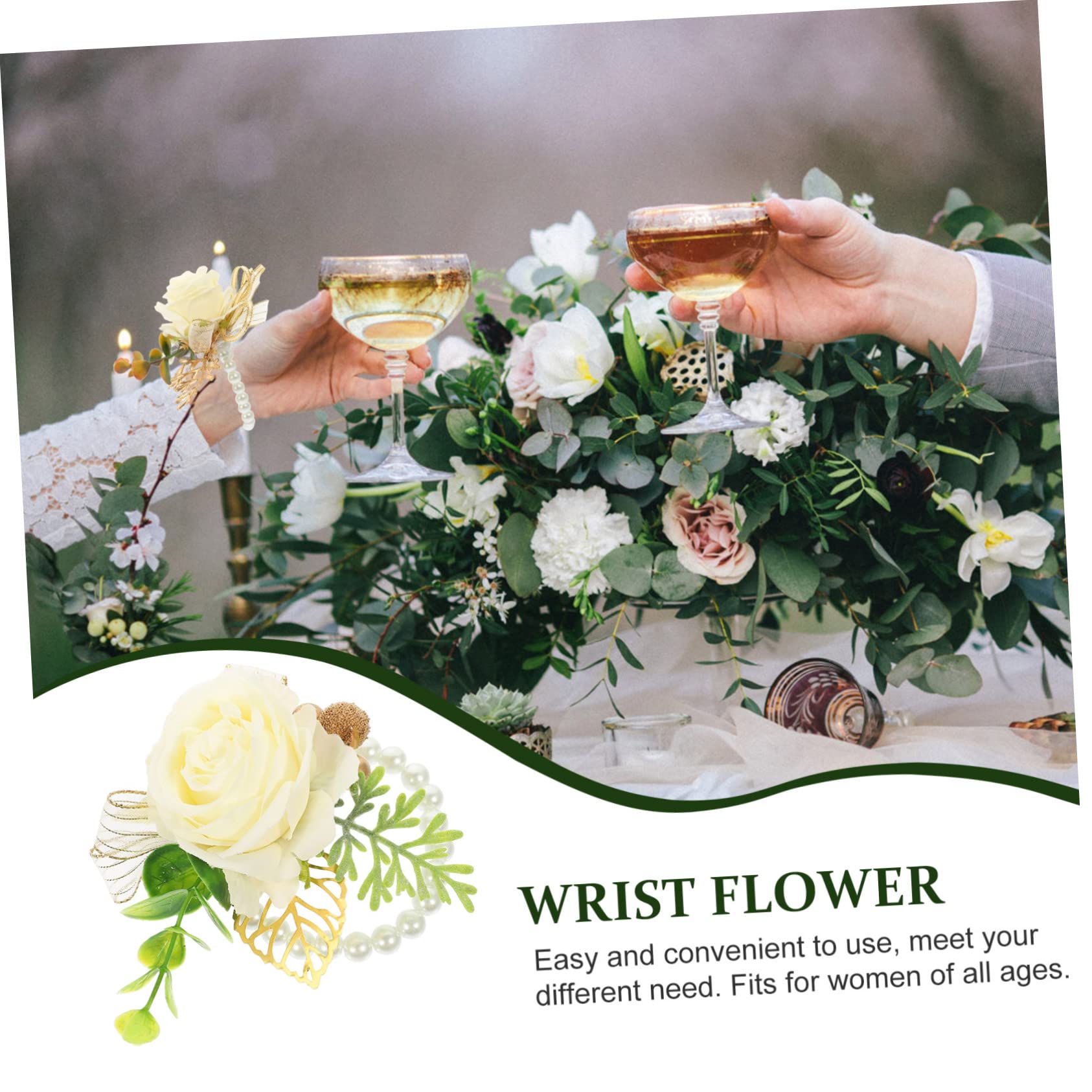 Alipis 5 Pezzi Di Perle Da Polso Con Decorazione Floreale Da Polso A Mano Con Fiore Braccialetto Da Con Fiore Braccialetto Con Da Sposa Con Per