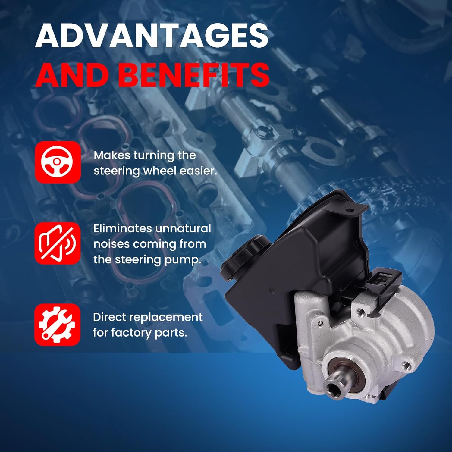 MOCA Power Steering Pump 96-57888 Compatible with 00-03 for Chevrolet Impala 3.4L, 97-03 for Buick Century 3.1L, 96-02 for Pontiac Grand Prix 3.1L, 96-97 for Oldsmobile Cutlass Supreme 3.1L