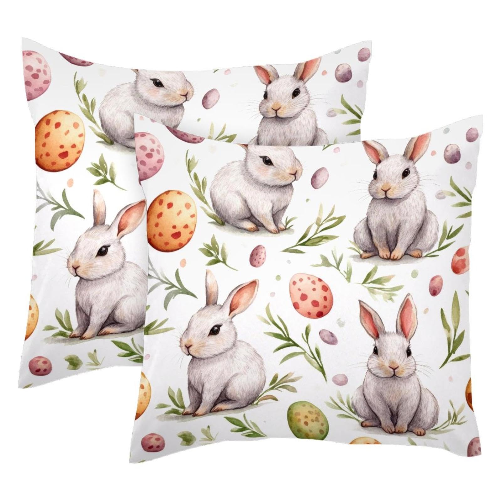 Housses de coussin velours Pâques 50x50 taie oreiller lapin imprimé