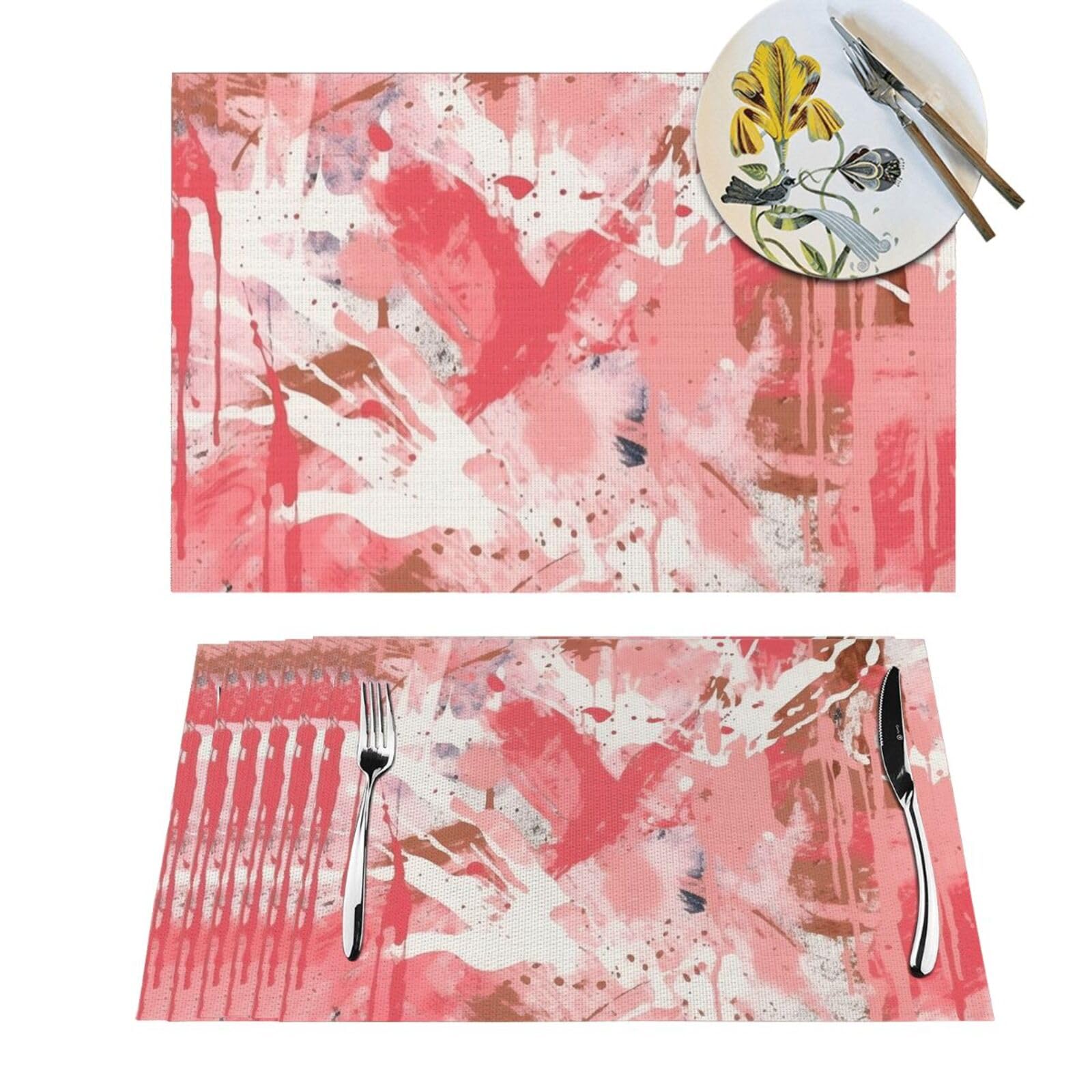 Set de table anti-tache résistant chaleur graffiti clair lavable x4