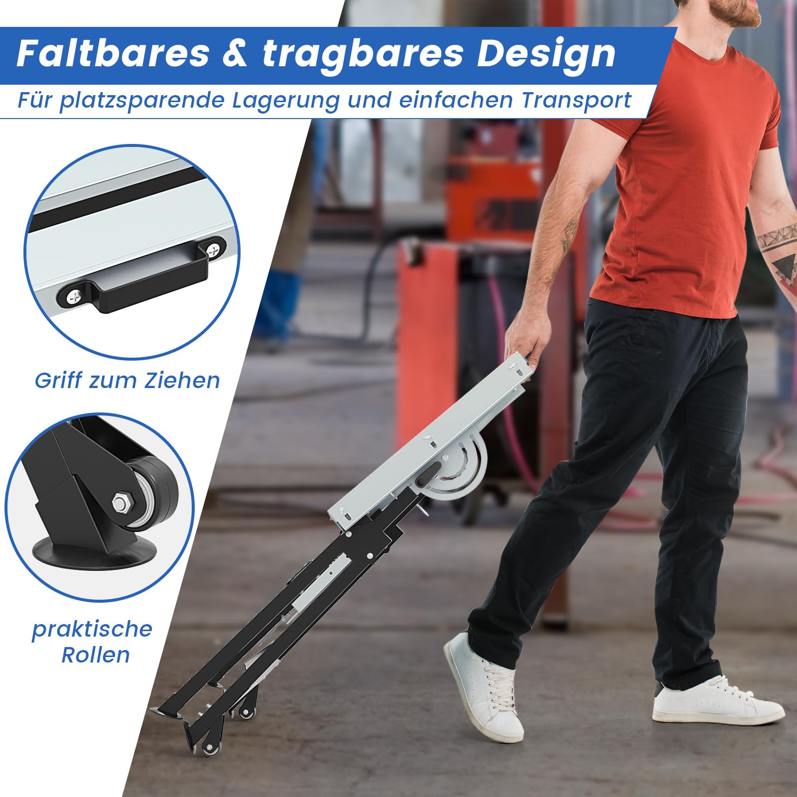 FANTASK Établi Mobile - Table de soudage Pliable - Charge maximale : 180 kg - Établi avec Roues et étagères à Outils - Table de Travail avec 4 hauteurs et Angles réglables