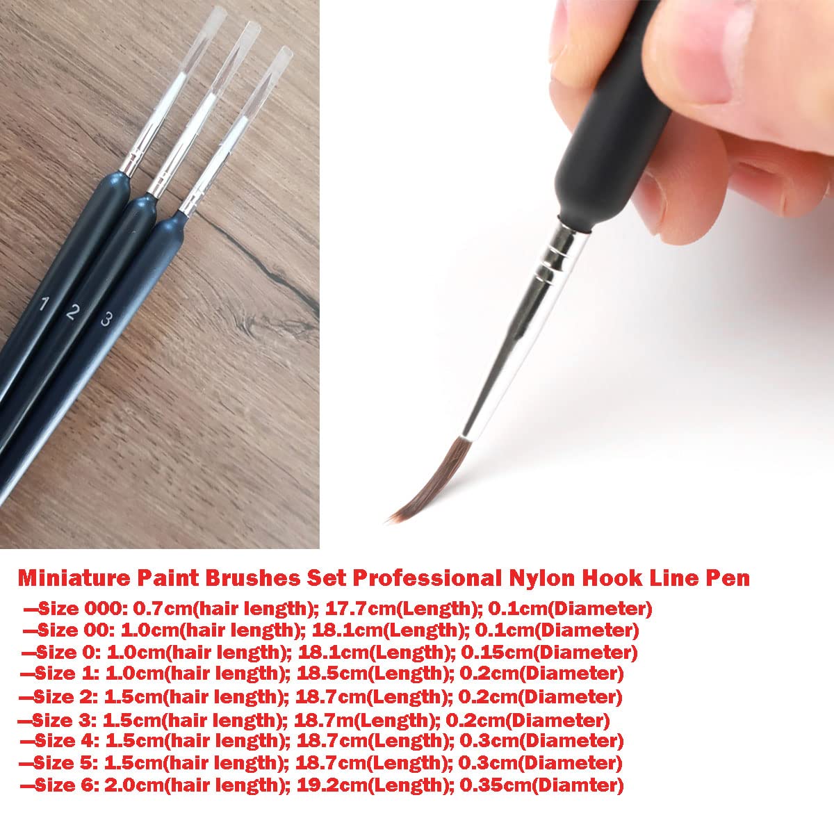 SGERUFZ 30 Pezzi Set di Pennelli Sottili, Pennello Professionali a Punta Fine, Pennello per Dipingere con Numeri, Pennelli per Dettagli per Acrilico Acquerello Modellismo Fai-da-te Trucco (#0#00#000