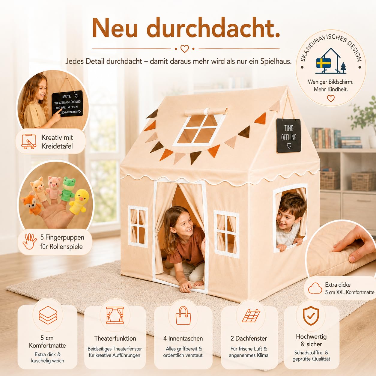 Kinderzelt Indoor | Spielzelt Kinder | Spielhaus Indoor | Kinderhaus