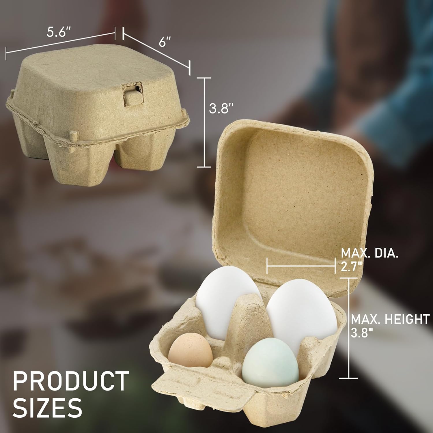 Goose Egg Cartons 4 Grids 30 Pack- Holds Up to 4 Counts Eggs Bulk Blank Container Empty Cardboard Thickness Natural Pulp Egg Boxes