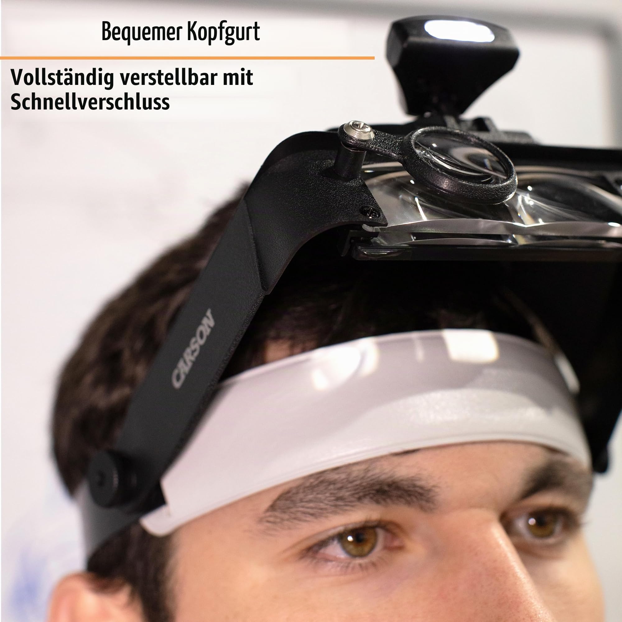 Carson LumiVisor 2x/3x/5x/6x Kopflupe mit LED und verstellbarem Kopfband (LV-10), Schwarz