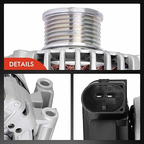 Miniatura 8 de A-Premium Alternador compatible con Mercedes-Benz W211 Series E280 2007 3.0L, E300 2008-2009 3.0L, E320 2007-2009 3.0L, 12V 180A Polea de embrague