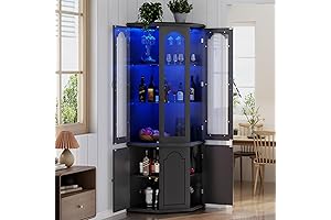 Corner Bar Cabinet with LED Lights