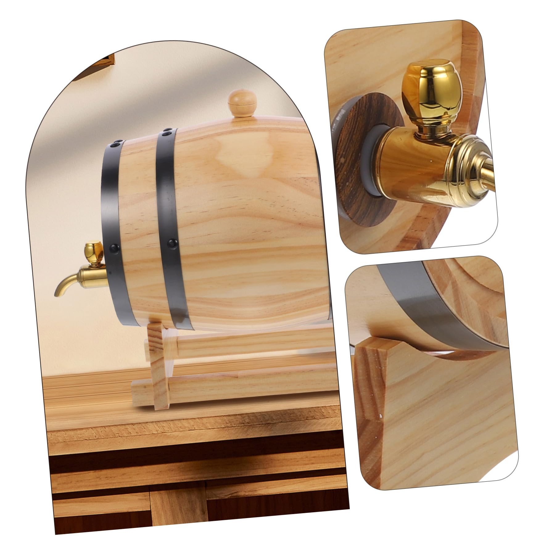 Dispenser per botte di vino in legno, 3 l, per birra e whisky, per vino, perfetto per feste e bar di casa, colore casuale
