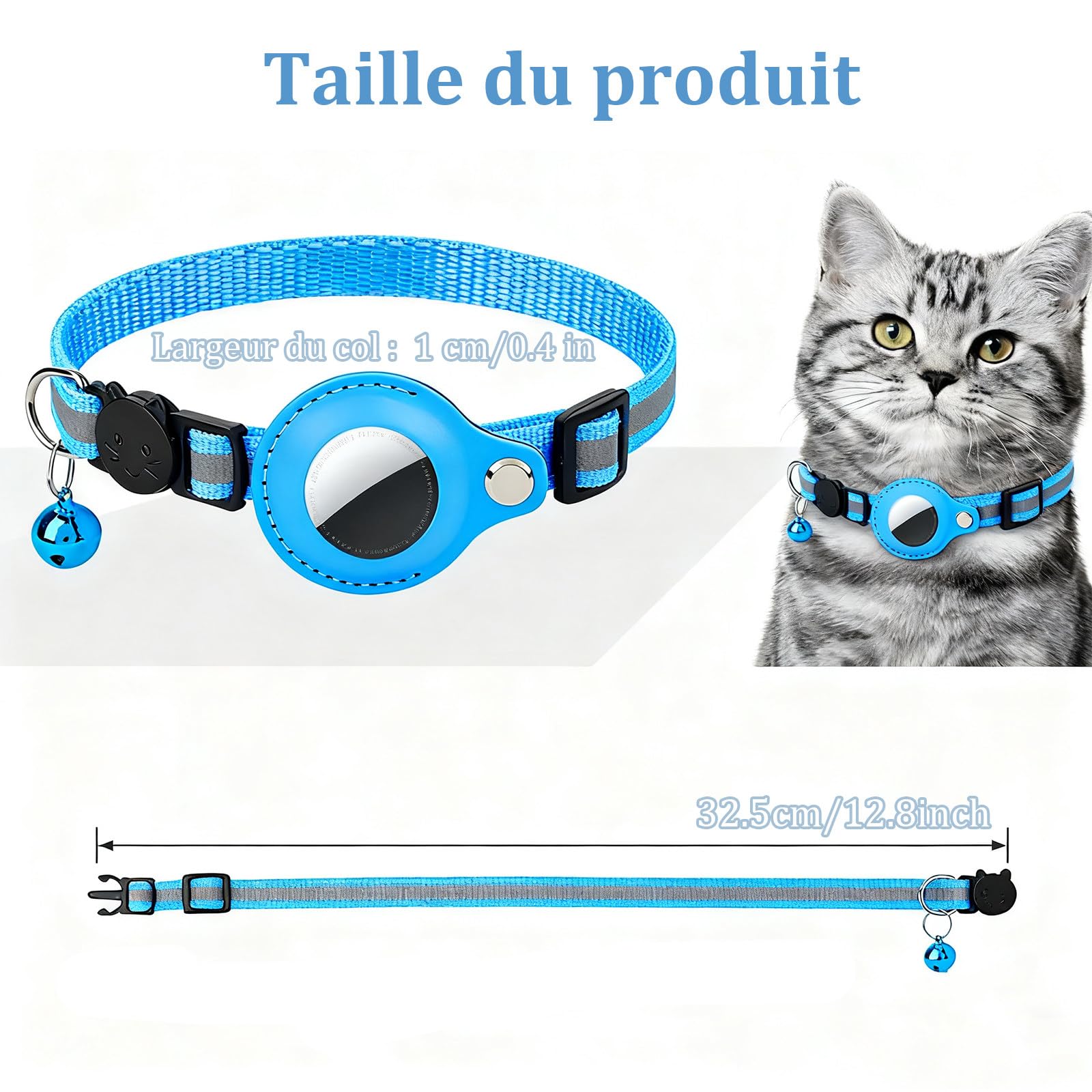 Collar GPS Gato, GPS para Gatos sin suscripción, Posicionamiento Auxiliar, Historial de ubicaciones con Sistema Antiestrangulamiento, Compatible con Los Sistemas iOS y Android