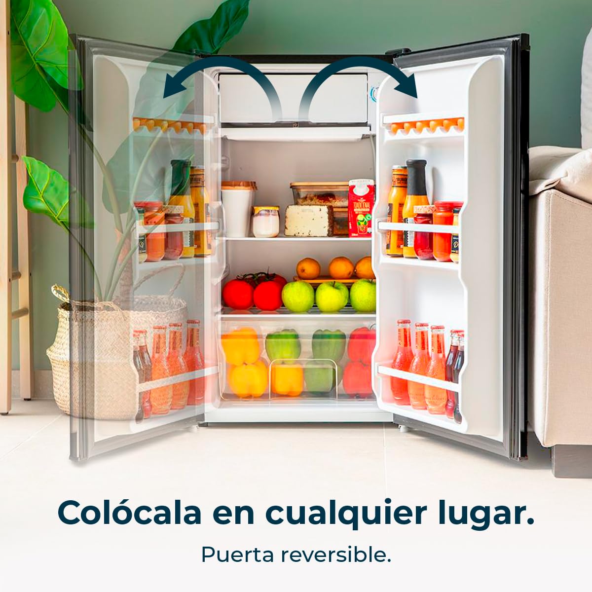 Cecotec Nevera Pequeña Frigorífico Mini Retro 91L 1 Puerta Bolero Coolmarket TT Origin 90 Black E. Frigorífico Sobremesa, 83cm de Alto y 47cm de Ancho, Bajo Consumo, Temperatura Regulable — view 7