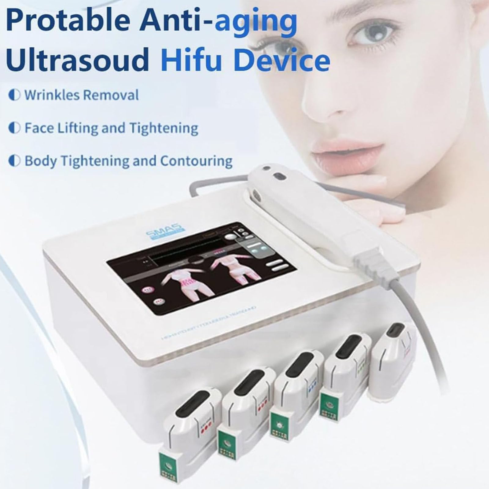 3D HIFU Anti Wrinkle Face Lift Skin Tightening Beauty Machine, Skin Tighting Body Slimming Machine bezpieczną i bezbolesną dla przeciwzmarszczkowych,5head