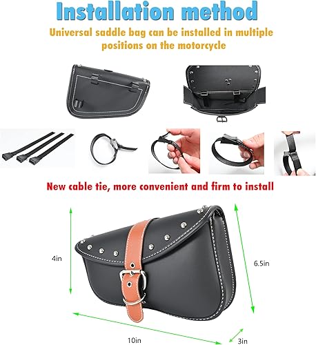 Miniatura 6 de JLOBAMOT Bolsas de sillín de motocicleta  Bolsas laterales de cuero sintético de PVC  Bolsas laterales impermeables  Bolsa de herramientas lateral