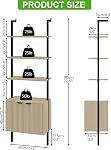 Yusong 73" Étagère en bois et en métal, étagère de rangement mural pour la chambre à coucher, Burlywood