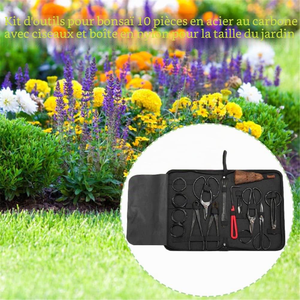 Bonsai Kit Outils Ensemble Outils de Jardinage Ciseaux Cisaille en Acier Carbone avec Étui en Nylon pour Jardin Topiaire