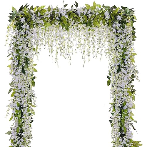 Wisteria Garland Artificial Flowers Wisteria Vine - 5Pcs Total 33ft Fake Wisteria Hanging Flower