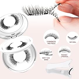 Higu clace Magnetic Eyelashes 2 Pairs Magnetic Eyelashes with Applicator Soft Magnetic Lashes Natural Look Wispy Magnet Lashes Without Eyeliner Easy to Wear and Remove (DJCX-A+C01)