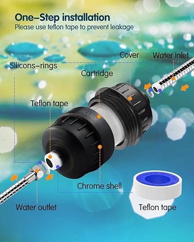 Miniatura 9 de Cartucho de repuesto para filtro de ducha, 15 etapas, alto rendimiento, vitamina C, eliminación de metales pesados y agua dura. Universal con