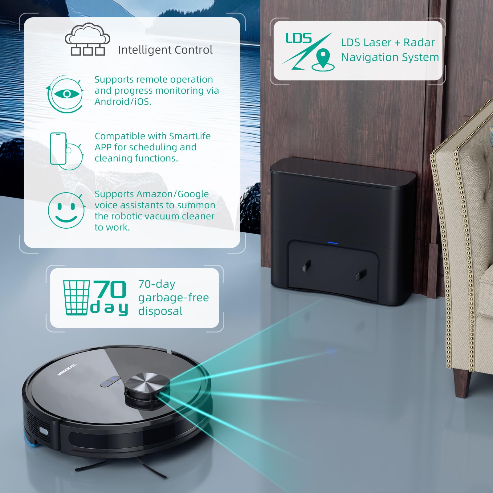 Robot aspirador con fregona auto vaciado 7