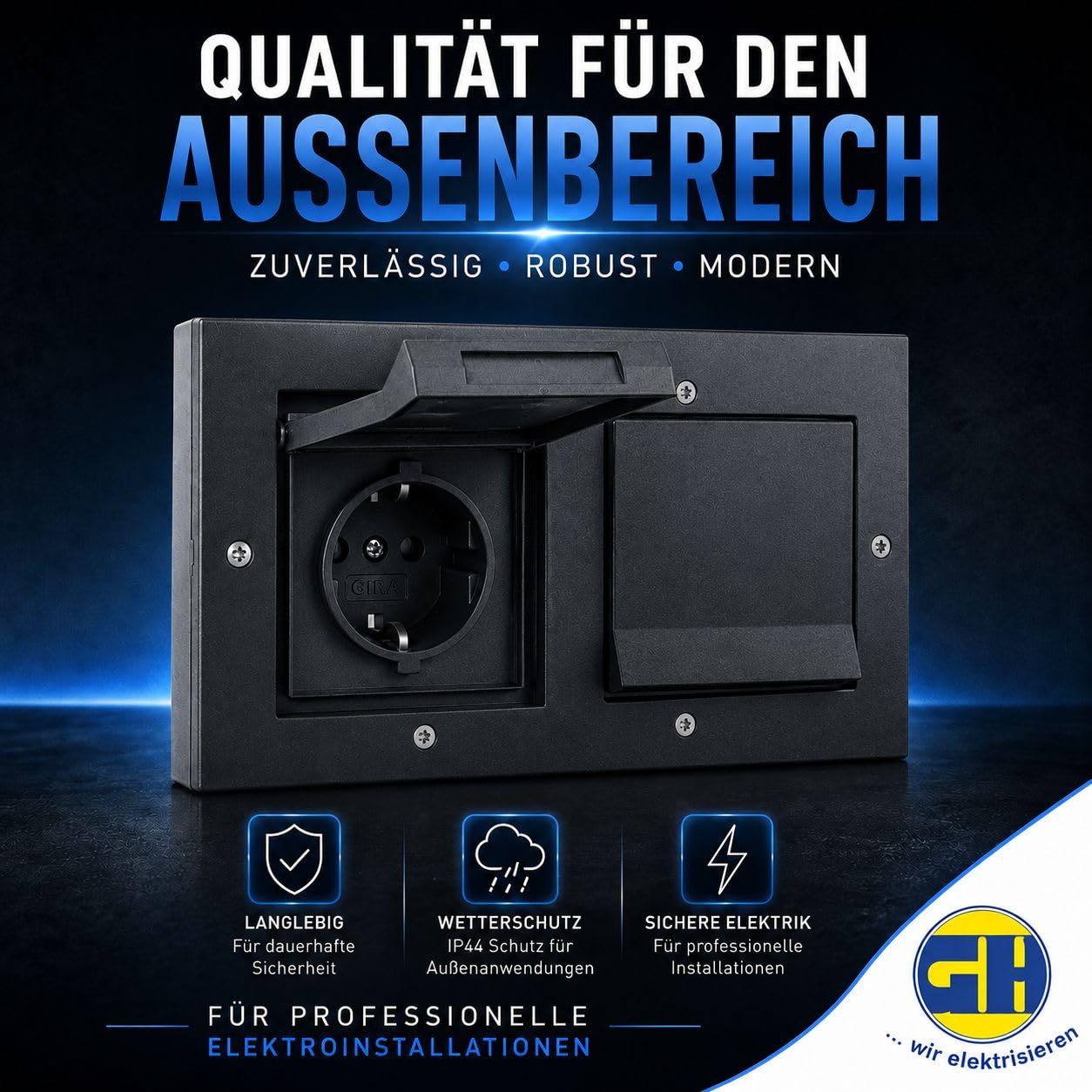 Gira TX 44 Außensteckdose 2-fach anthrazit IP44 mit Rahmen Dichtungsflansch Montageset Spannungsprüfer wetterfeste Unterputz Steckdose für Garten Terrasse Balkon Garage