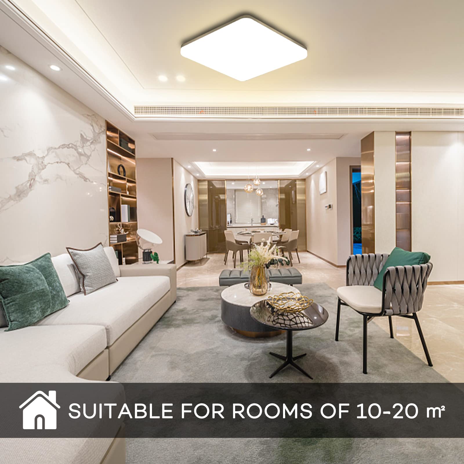 Plafoniera LED Soffitto Quadrata 20W [2 Pezzi], Lampada da Soffitto Moderno 4000K 2000LM Plafoniera Bagno IP44 Impermeabile Lampadario LED Luce Soffitto per Camera da Letto, Cucina, Soggiorno, Balcone