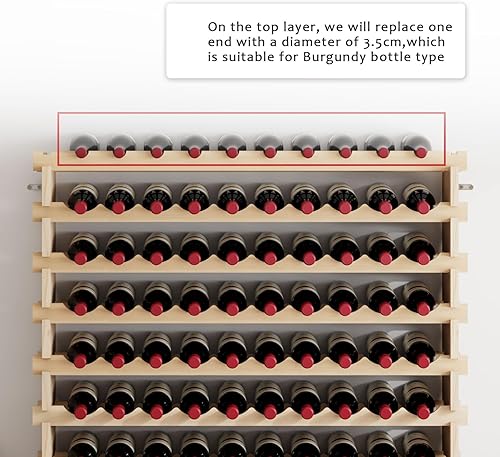 Miniatura 5 de soges Estante de vino para 100 botellas, estante apilable de almacenamiento de vino de 10 niveles, estantes de exhibición de vino, estante de vino