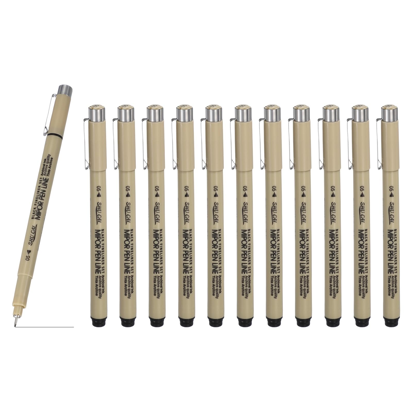PATIKIL Fineliner Pens, 12 Pcs 05 0.45mm Fineliner Marker Black Waterproof Ink Archival Drawing Pens Art Supplies Set for Sketching Journaling Scrapbooking Artist Illustration