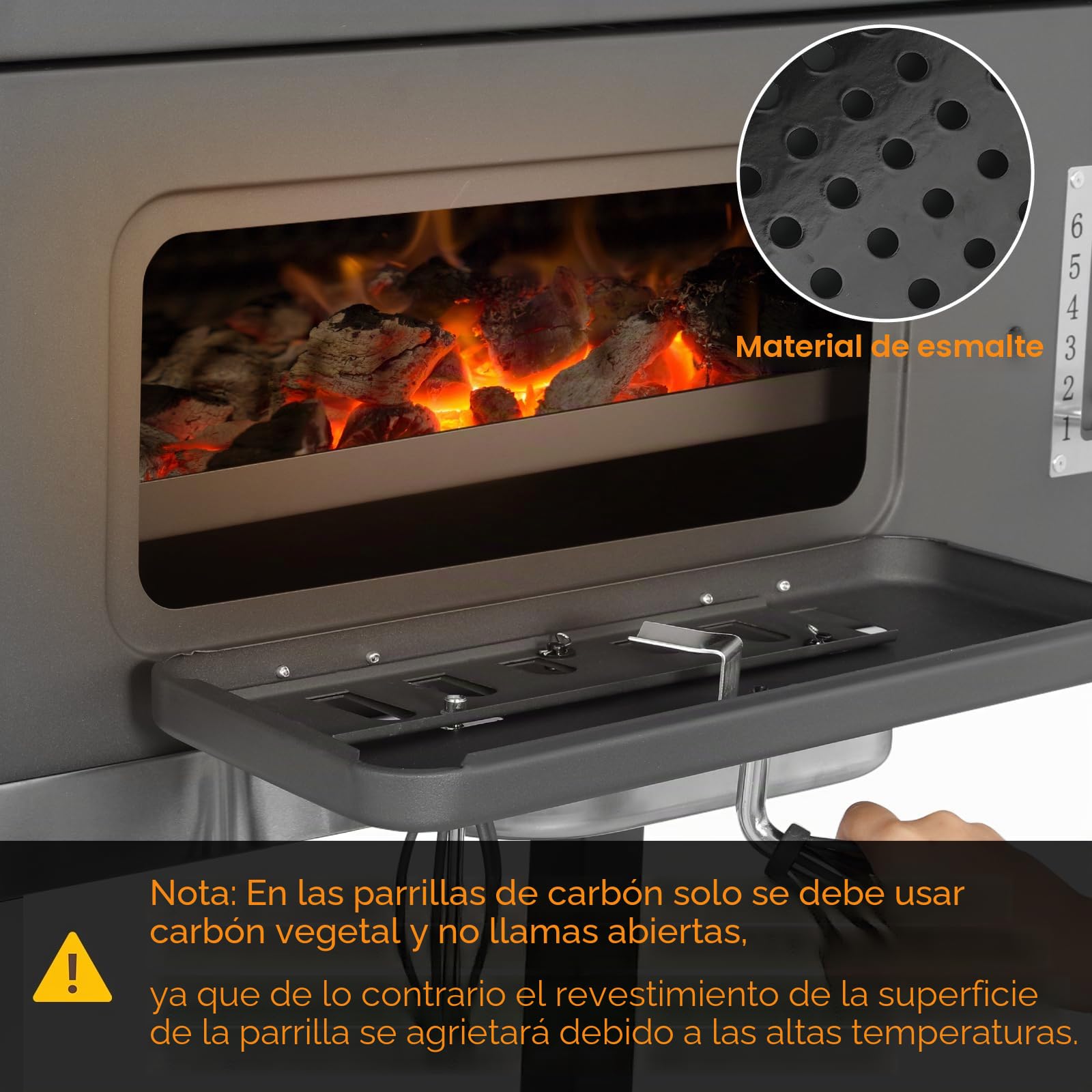 TLSUNNY Barbacoa de Carbon, Parrilla de Carbón XXXL, Barbacoa Carbon con Tapa, 2PCS Ruedas, Termómetro y Chimenea, BBQ Parrilla Grande de Carbón para Jardín y Exterior, Gran Capacidad, Gris