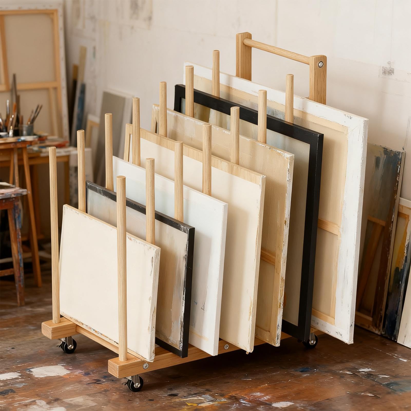 Generisch Kunstaufbewahrungsregal, Langlebiger Ausstellerständer, Gemälde Aufbewahrungsgestell, Für Kunstwerke Poster Studio Papier - Handwerk Kinder Schule Wand Zuhause Vorschule
