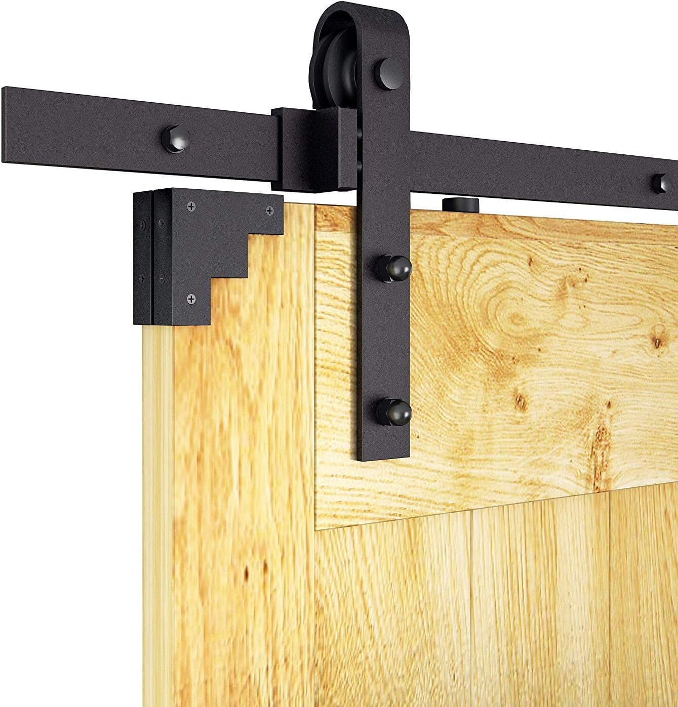 AiHom 300cm Rustic Black Barn Door Hardware Wood Sliding Door Track for Big Openning
