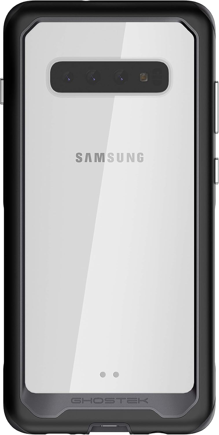 Ghostek Atomic Slim Galaxy S10 Plus Clear Case with Super Space Metal Bumper Design Tough Shockproof Heavy Duty Protection and Wireless Charging Compatible for 2019 Galaxy S10+ (6.4 Inch) - (Black)