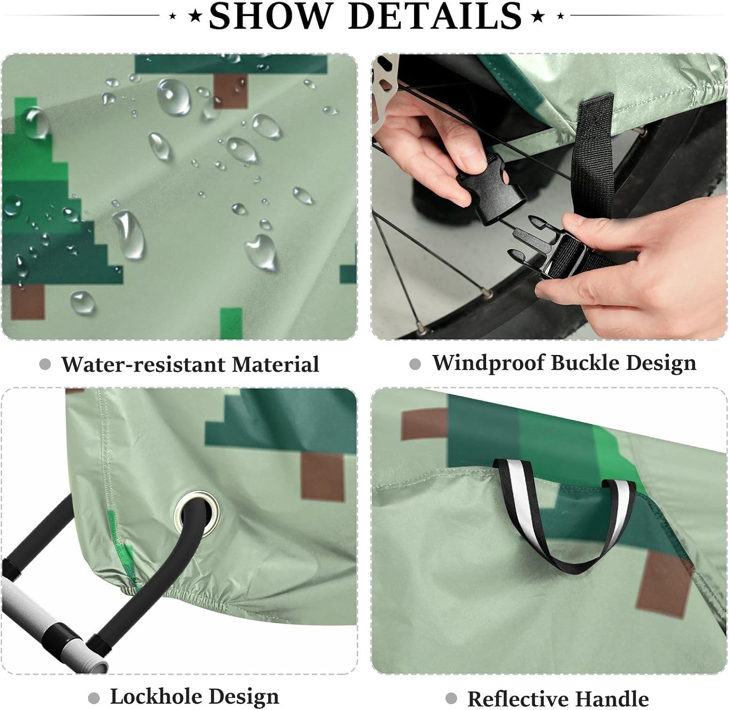 Dark Green Pine Tree Pattern Cover for Bike Waterproof Motorcycle Cover Bikes Storage