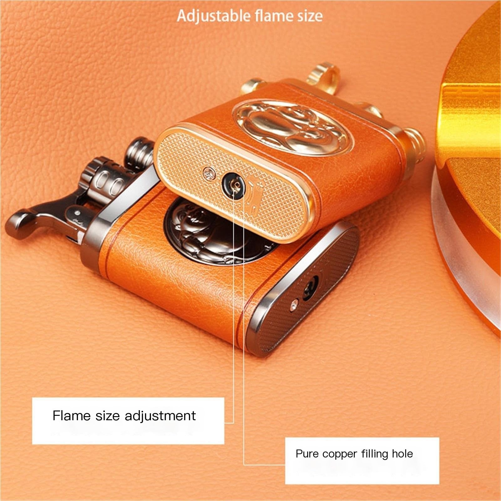Accendino antivento a butano, fiamma regolabile, design portatile in metallo, ricaricabile per candele, sigarette, sigari, barbecue, campeggio, uso esterno