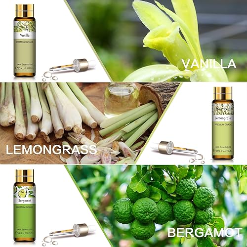 Miniatura 2 de Juego de 9 aceites esenciales de alta calidad para difusores de fabricación de jabón, aceites de fragancia de 0.3 fl oz0.33 fl. oz, aromas de larga