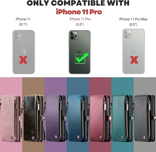 Miniatura 2 de Defencase Funda para iPhone 11 Pro, bloqueo RFID para iPhone 11 Pro, funda tipo cartera para mujeres y hombres con soporte para tarjetas, cierre