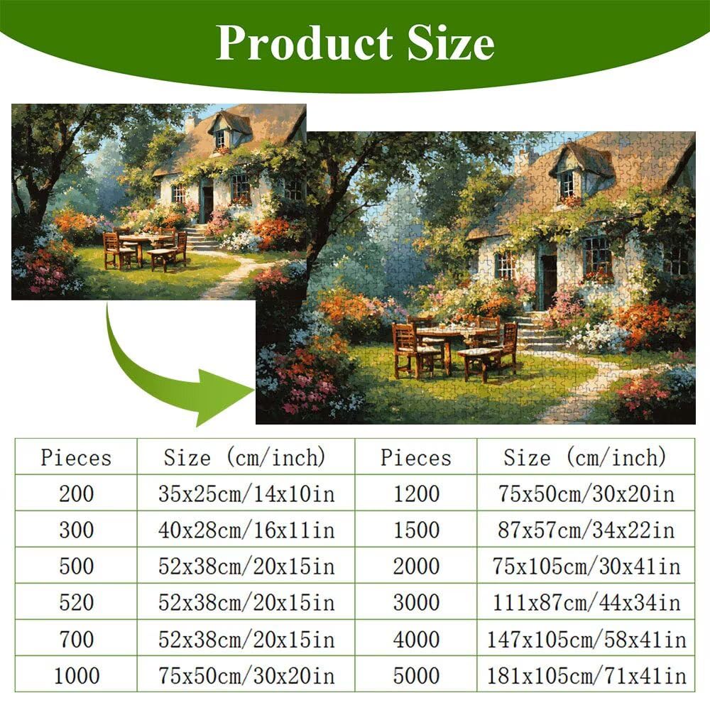 Puzzle 2000 elementów - Kabina i ogród - Trwałe drewniane puzzle z literami z tyłu - 70 x 100 cm - Kreatywne hobby bez kurzu - Artykuł kolekcjonerski i 14 lat w ponad P3#181