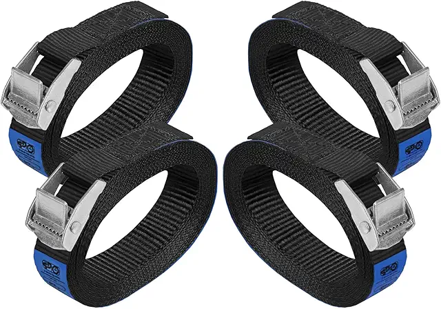 Buckle Strap 223 Rem - Black, 250kg Load, 4-Pack 1m