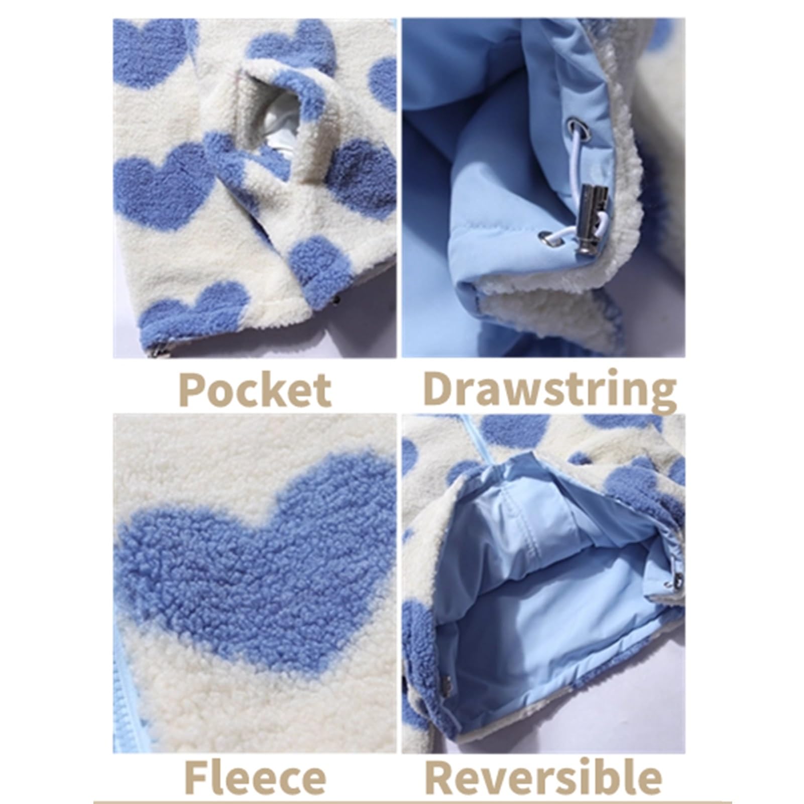 Giacche in Pile Sherpa da Donna, Reversibile Kawaii con Stampa a Cuore, Cerniera Pelosa Cappotti Cutecore Estetica Y2k Vestiti Gyaru