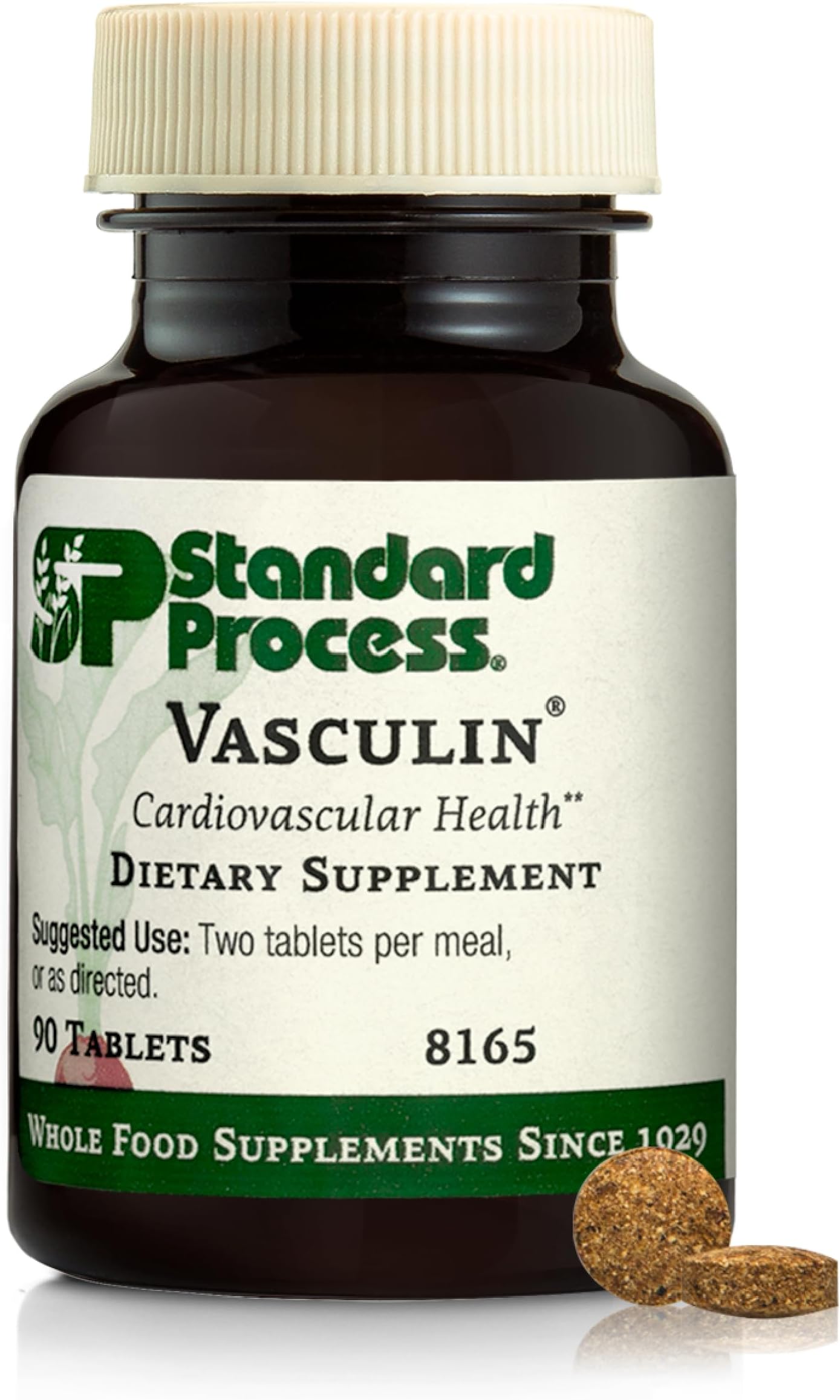 Standard Process Vasculin - Supplement for Cardiovascular & Healthy Heart Support - Supports Collagen Formation & Heart Health - Non-Dairy & Non-Soy - 90 Tablets (45 Servings)