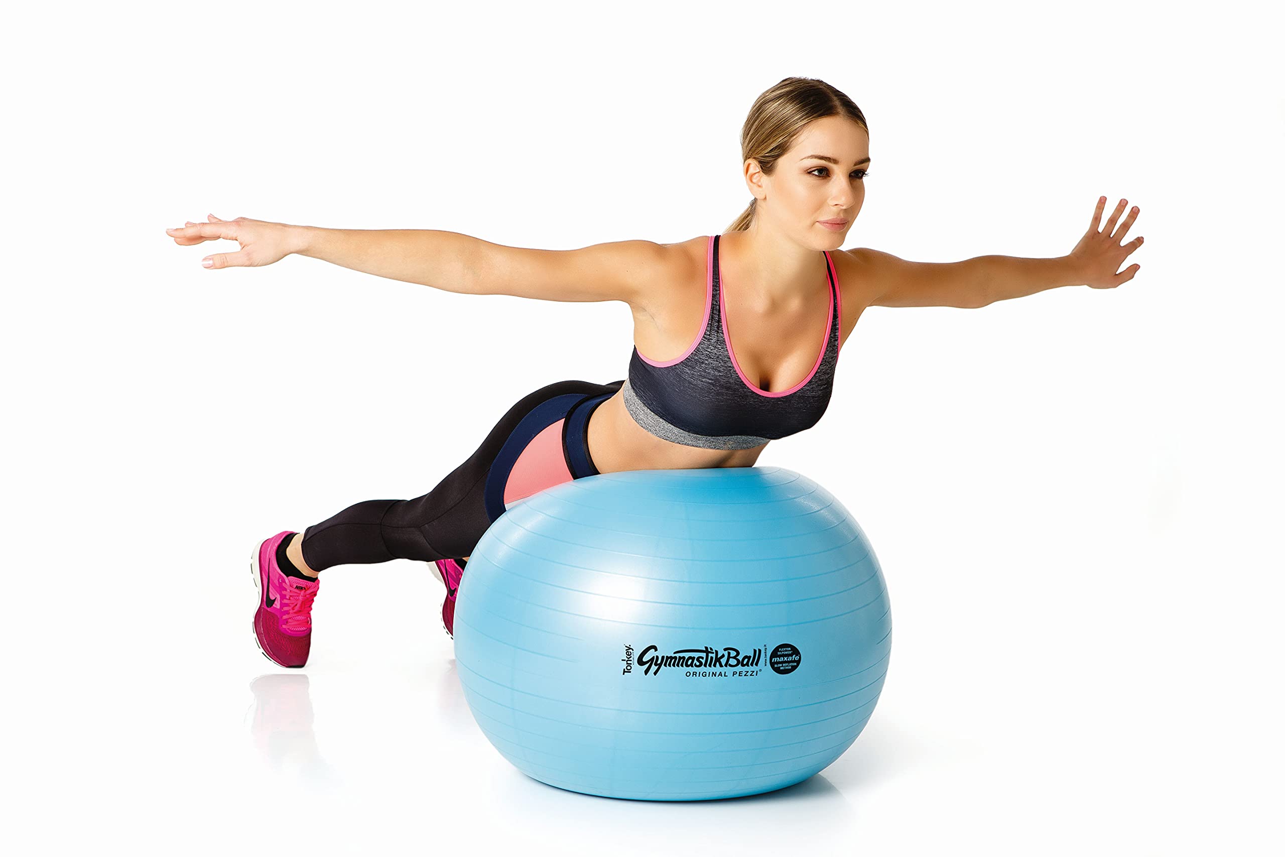 Pezzi Maxafe - Pelota de gimnasia (42, 53, 65 y 75 cm de diámetro, incluye bomba ATC, soporta hasta 400 kg, para fitness, rehabilitación, terapia, gimnasia y como pelota de asiento para oficina, 42