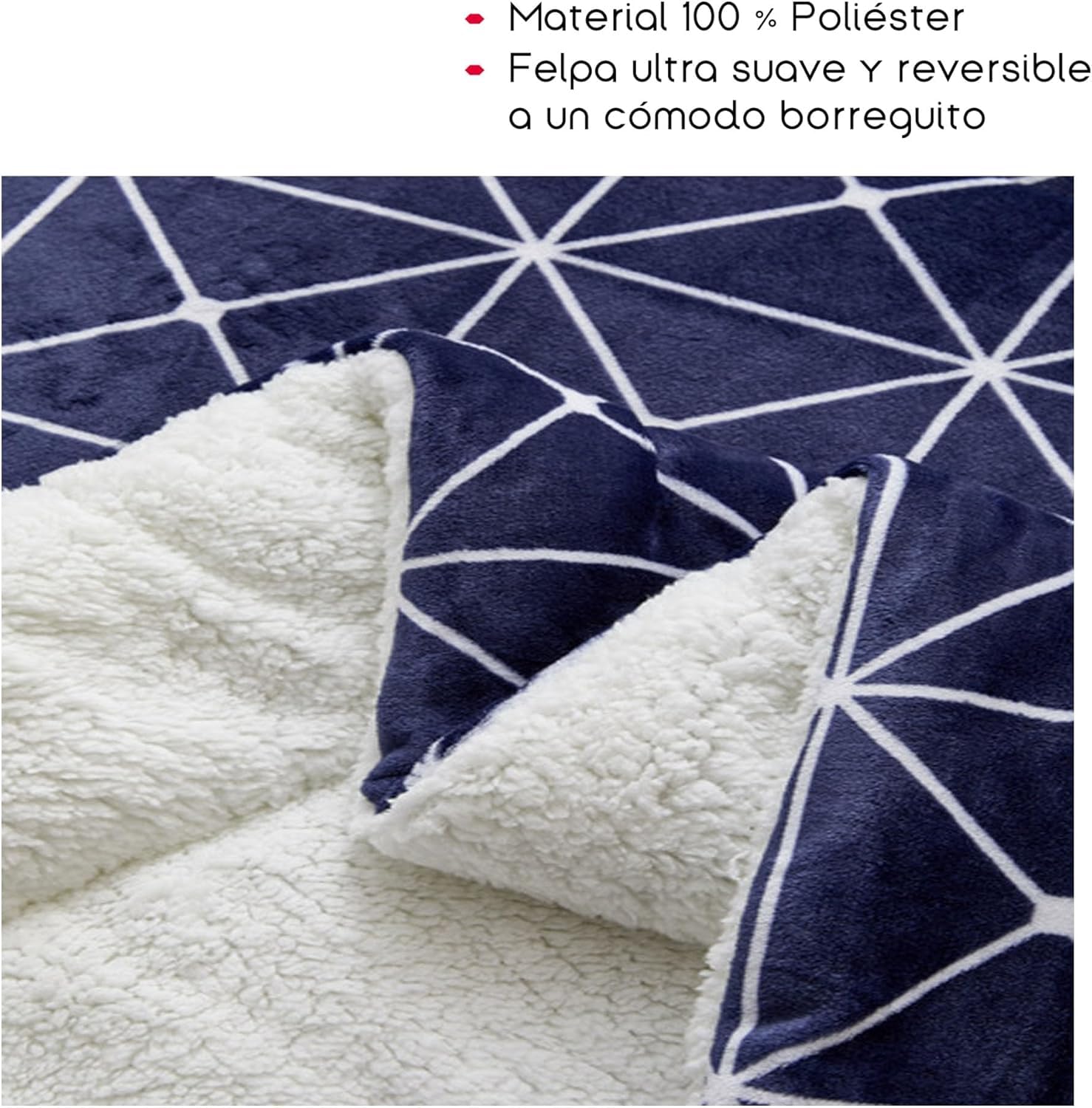 TIENDA EURASIA - Edredón Nórdico con Borreguito, Estampado Moderno, Ideal para Invierno, Tacto Suave y Confortable, Conjunto de Edredón y Funda de Almohada (Cama 135/150-220 x 240 cm, Azul)